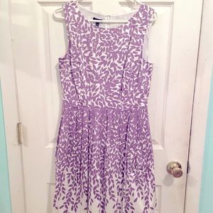 Talbots NWT Lilac Leaf Dress with Pleated Skirt